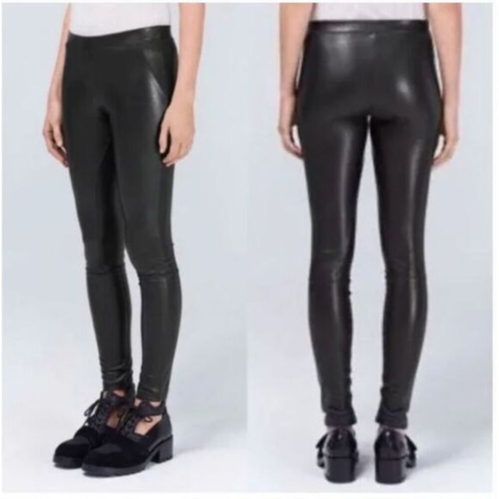 Aritzia Wilfred Leggings Womens XS Rebelle Vegan Faux Leather Moto Knit Panels‎